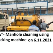 Manhole cleaning using sucking machine