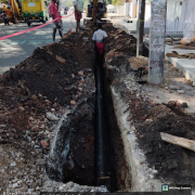 pipe laying work restarted in PWD road