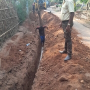 160mm pvc pipe line laying work