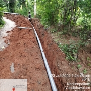 Laying of 140 mm pvc