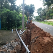 Laying of 90 mm pvc