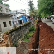 laying of 140mm 8 kg PVC pipe 