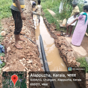 HDPE pipe laying at chungam vadassery concrete road left side