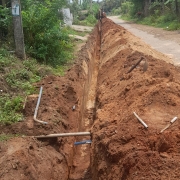 90mm pvc pipe laying work progressing