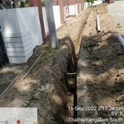 Laying of 90 mm pvc