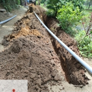 Laying of 90mm PVC pipe