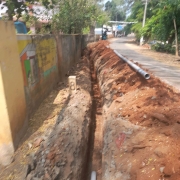 Laying 90mm PVC pipe