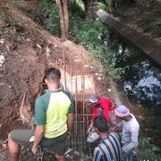 Pipe laying Bridge footing concrete