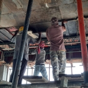 Ohsr side wall reinforcement on going& floor slab deshuttering work in progress