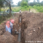 200mm DI pipe laying in progress 