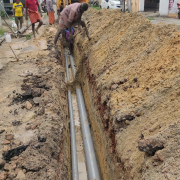 Pipe laying work at Janatha road
