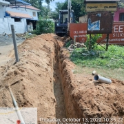 Laying of 140 mm pvc