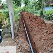 laying of 90mm PVC pipe