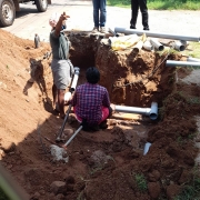 90mm pvc pipe laying work progressing
