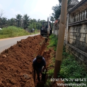 Laying of 90mm PVC pipe
