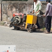 Road cutting is in progress