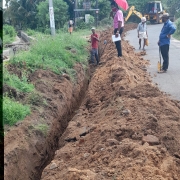 90 mm pvc pipe laying work 