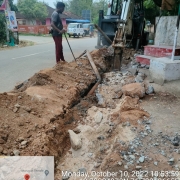 Demolishing of rock is in progress