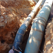 JJM-Mangattidam-400mm Dia MS Pipe & 800 mm Dia MS Pipe-interconnecting work at Ayithara Bridge