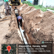 Pipe laying at NH66 Changanassery road - right side