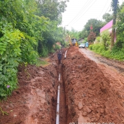 90mm pvc pipe laying work progressing