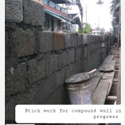 Brickwork for compound wall  and reinforcement work for belt