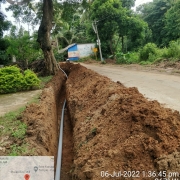 Laying of 90mm PVC pipe 