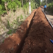 90mm pvc pipe laying work progressing