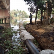 Under water 500mm hdpe line laying works near Kidangara bridge