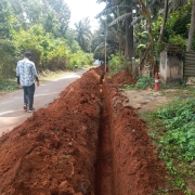 Laying of 140 mm pvc