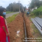 Laying of 140 mm pvc
