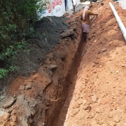 90mm pvc pipe laying work progressing