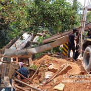 JJM-Mangattidam-400mm Dia MS Pipe & 800 mm Dia MS Pipe-interconnecting work at Ayithara Bridge