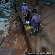 Pipe laying along Mayyil KRFB Road- Layer by Layer earth compaction