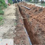 Laying of 90 mm pvc 