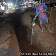Pipe laying along Mayyil KRFB Road- Layer by Layer earth compaction