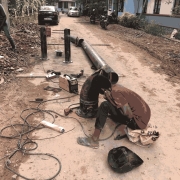 MS Fabrication work for 250mm line on 06.07.22  infront of SAT Overhead Tank