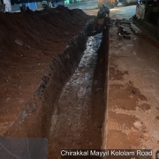 Pipe laying along Mayyil KRFB Road- Layer by Layer earth compaction