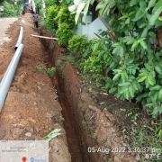 Laying of 140 mm pvc