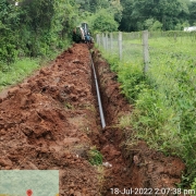 laying of 90mm PVC pipe