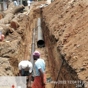 laying of 450 mm, 200mm DI pipe 