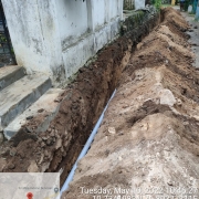 Laying of 90 mm pvc