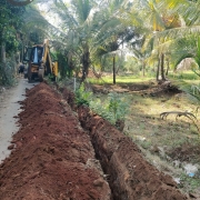 Laying of 90mm PVC pipe work