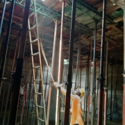 Roof slab inside shutter dismantling work 
