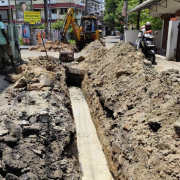 Pipe laying work at Janatha road
