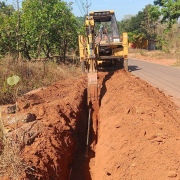 Pipe laying work on progress