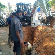 Laying of Pipe line along Dist. Court-Punnamada road 22-02-2021