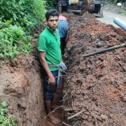 Laying of 90mm pvc