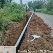 Laying of 140 mm pvc 