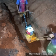 Pipe laying along Mayyil KRFB Road- Layer by Layer earth compaction